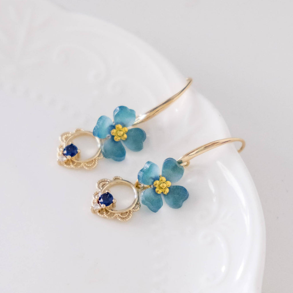 Handmade Irises Flower Gold Earring