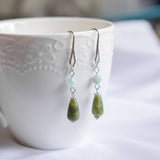 Amazonite Olivine Jade Silver Handmade Earring