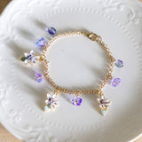 Blissful Flower Iris Purple Handmade Gold Bracelet (4-10 working days)
