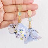 Blue Flower Gold Earring