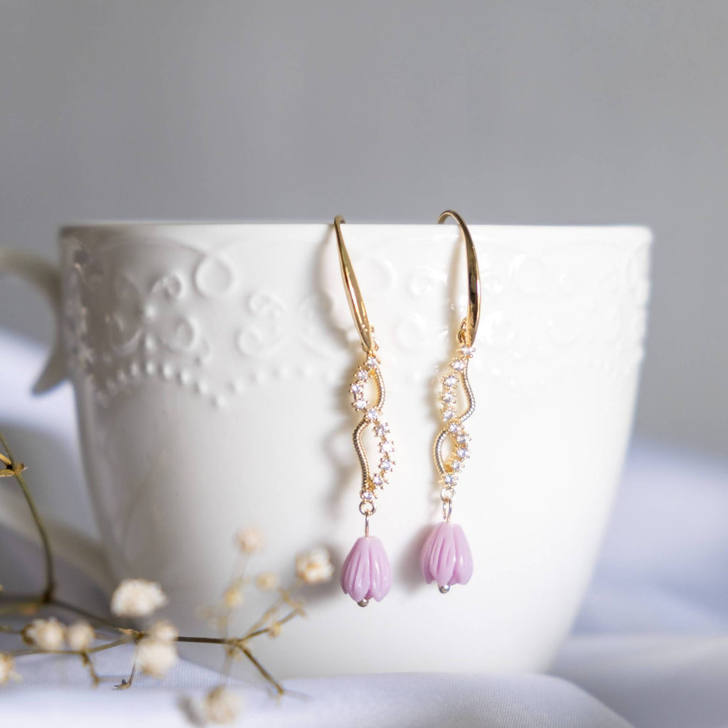 Pastel Fantasy Lavender Purple Tulip Handmade Earring