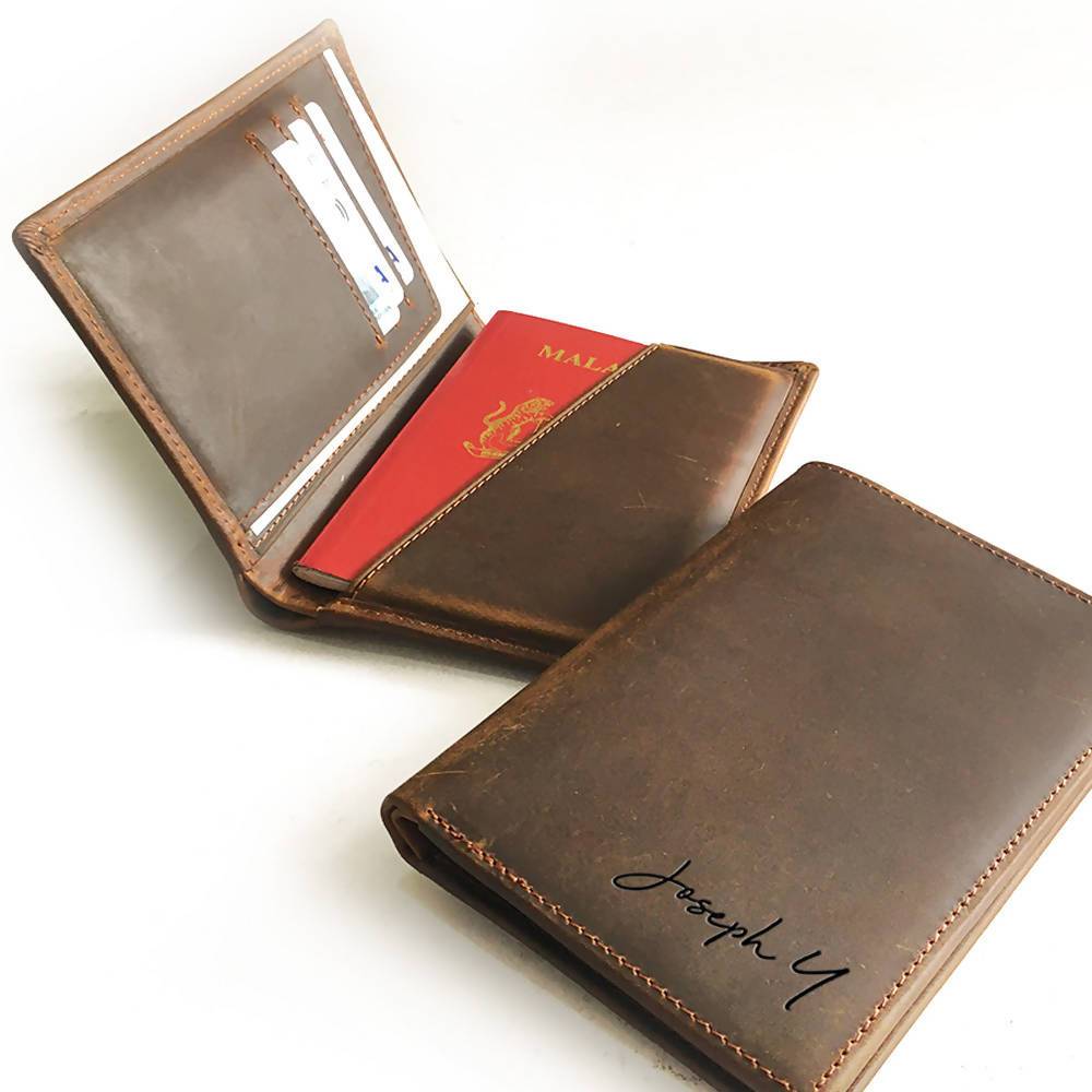 Personalised Leather Vintage Passport Holder