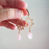 Pastel Fantasy Sparkly Pink Waterlily Petal Handmade Earring