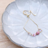 Dreamy Soft Pink Handmade Gold Bracelet #1