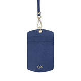 Personalized Saffiano ID Cardholder Lanyard - Navy - Self Pick Up