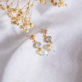 Starry Night Sparkly Star - Opal White Handmade Earring
