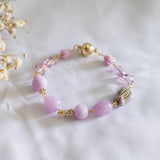 Lavender Purple Jade Gold Handmade Bracelet