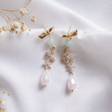 Cherry Blossom Amazonite Ribbon Gold Handmade Earring