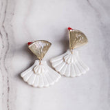 Seashell Pearlescent Polymer Clay Gold Handmade Earring