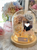LED Preserved Flowers and Photo Glass Dome