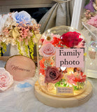 LED Preserved Flowers and Photo Glass Dome