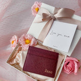 Personalized Luxe Pamper Set | Premium Silk Eye Mask and Leather Card Holder