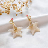 Star Sparkly Moon Polymer Clay Gold Handmade Earring