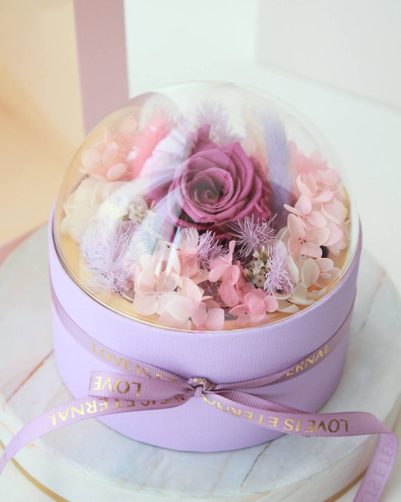 Preserved Rose in Round Dome - Purple | Giftr - Singapore's Leading ...