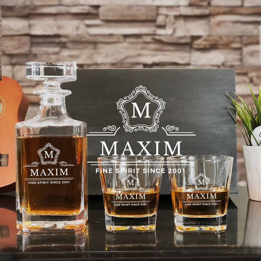 Personalized Whiskey Decanter Set (Design 4)