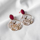 Oriental In Red-Bird And Flower Handmade Earring