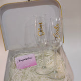 (Personalised wedding gift) Champagne Flute Gift Bundle (Magnetic Gift Box)