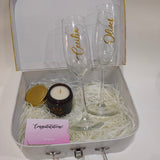 (Personalised wedding gift) Champagne Flute Gift Bundle (Magnetic Gift Box)