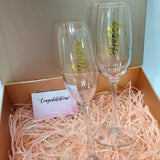 (Personalised wedding gift) Champagne Flute Gift Bundle (Magnetic Gift Box)