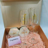 (Personalised wedding gift) Champagne Flute Gift Bundle (Magnetic Gift Box)