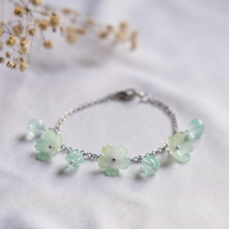Haru Hana Spring Flower Mint Green Handmade Bracelet