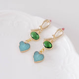 Crystal Love in Mint Green Gold Earring