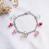 Haru Hana Spring Flower Red Green Handmade Bracelet