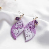 Purple Butterfly Lady CZ Dark Purple Polymer Clay Gold Handmade Earring
