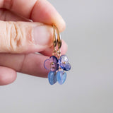 Midnight Blue Flower Leaf Gold Handmade Earring